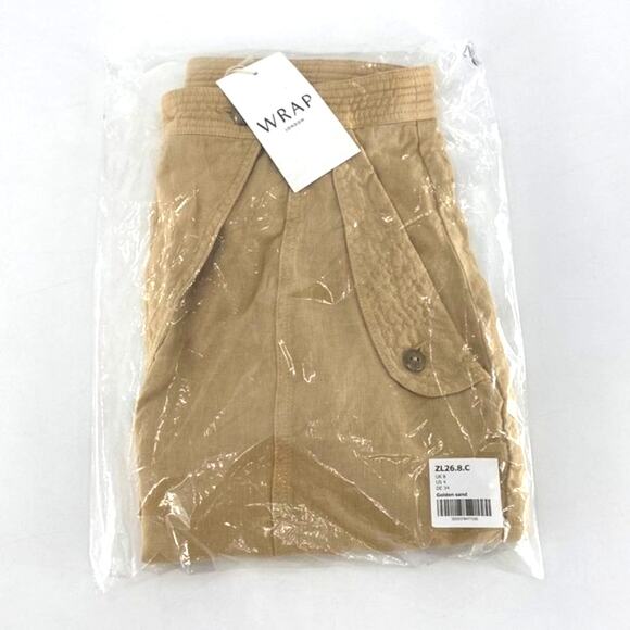 Wrap London Women's Golden Sand High-waisted Flap-pocket Shorts Size 4 - Picture 6 of 16